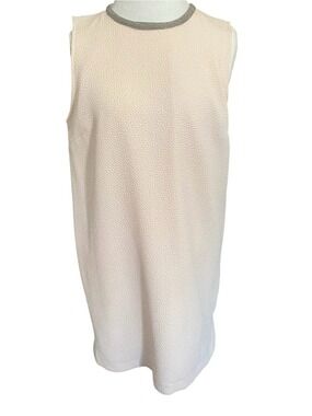 Lila Rose Pale Pink, Textured, Sleeveless Dress with Metallic Beaded Neck Trim